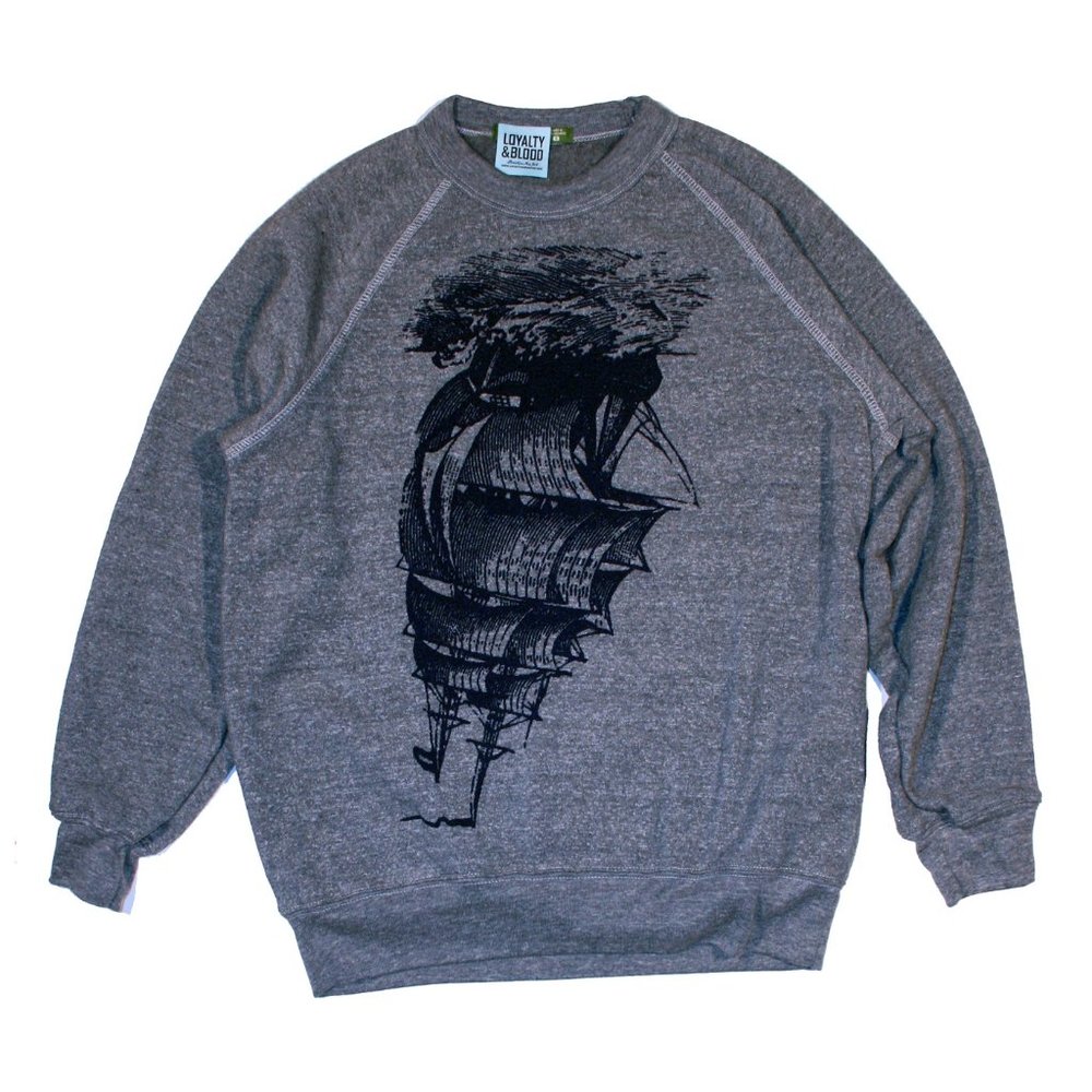 Loyalty & Blood Brooklyn Ship Sweatshirt XL Heather Gray Pirate Sweater Nautical